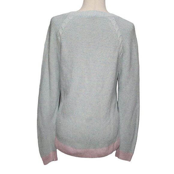 Talbots‎ Womens Cotton And Linen Light Blue Sweater With Pink Trim  Size M - Picture 6 of 11